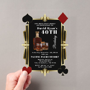 Invitations En Acrylique Casino Whisky Et Cigare Gatsby 40e Anniversaire 