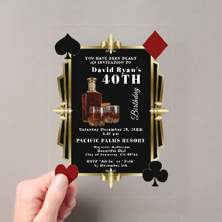 Invitations En Acrylique Casino Whisky Et Cigare Gatsby 40e Anniversaire 