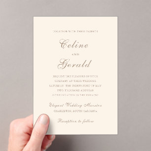 Invitations En Acrylique Celine Sandy Neutrals Mariage élégant
