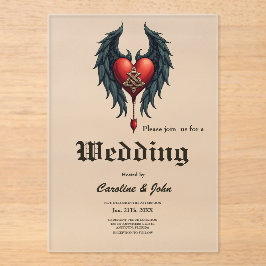 Invitations En Acrylique Celtic elegance with a heart and wings. 