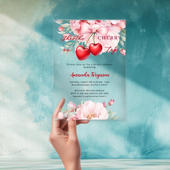 Invitations En Acrylique C'est la cerise sur la Fête des mariées des flancs (Créateur téléchargé)
