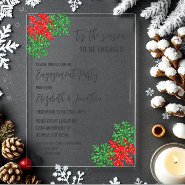 Invitations En Acrylique C'Est La Fête De L'Engagement De Noël En Saison (Créateur téléchargé)