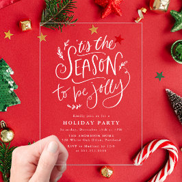 Invitations En Acrylique 'C'est la saison d'être Jolly Holiday Party