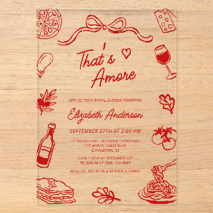 Invitations En Acrylique C'est l'Amour Rouge Nourriture Italienne Enterreme