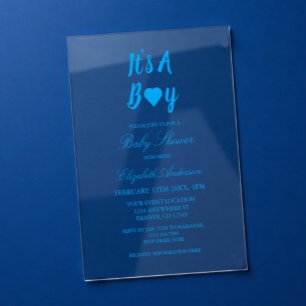 Invitations En Acrylique C'est un garçon Baby Shower Cœur