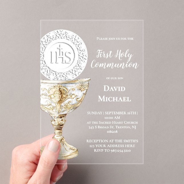 Invitations En Acrylique Chalice Host First Holy Communion (In situ (ordinateur de poche))