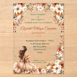 Invitations En Acrylique Champagne Beige Boho Quinceañera