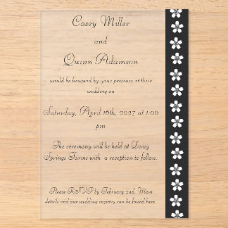 Invitations En Acrylique Charmant Sakura en Acrylique Noir de Mariage