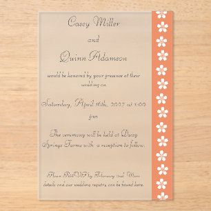 Invitations En Acrylique Charmant Sakura en Corail Mariage Acrylique 
