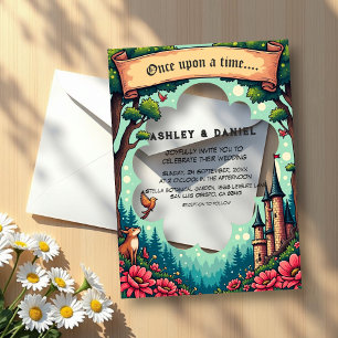 Invitations En Acrylique Château de Mariage Conte de Fées Forêt Enchantée d