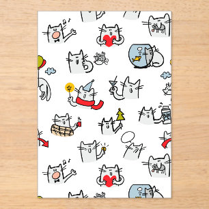 Invitations En Acrylique Chats amusants, lait et magie.