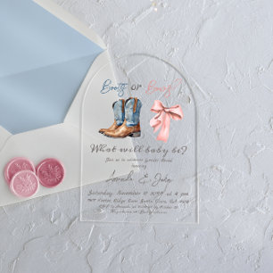 Invitations En Acrylique Chaussures élégantes ou noeuds bleu rose révélatio