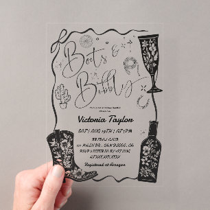 Invitations En Acrylique Chaussures occidentales et douche de mariée à bull