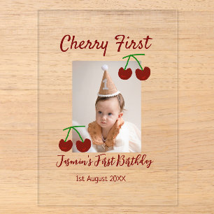 Invitations En Acrylique Chercher premier heureux anniversaire photo enfant