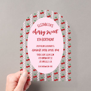 Invitations En Acrylique Cherry Sweet Anniversaire