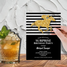 Cheval d'or Noir Blancs Anniversaire