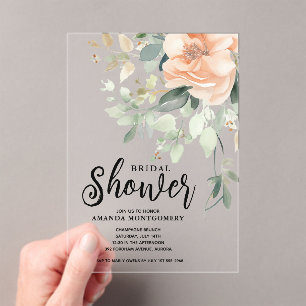 Invitations En Acrylique Chic aquarelle floral rose mariage