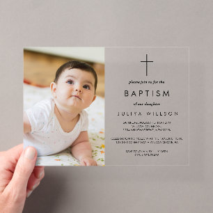 Invitations En Acrylique Chic Gold Baptism photo
