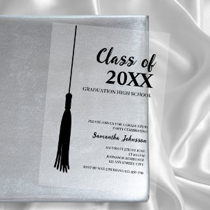 Invitations En Acrylique Chic moderne Noir 2025 Grad Tassel Grad Grad Grad 