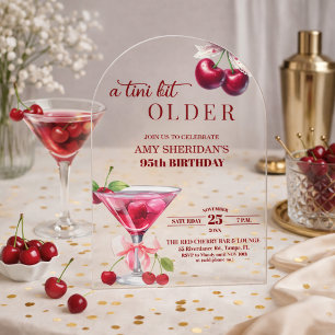 Invitations En Acrylique Chic Un Tini Peu Plus Vieux Cherry Martini 95e Ann