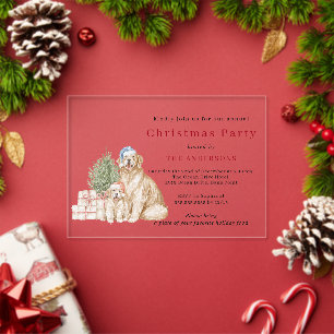 Invitations En Acrylique Chiens de Noël mignons fête de Noël