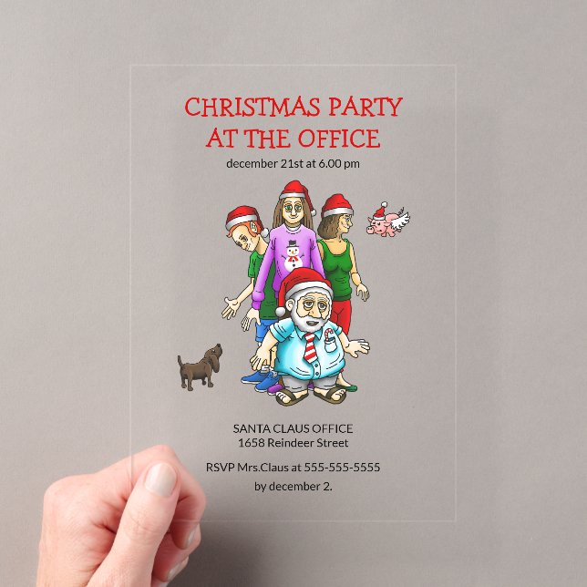 Invitations En Acrylique Christmas Party At The Office (In situ (ordinateur de poche))