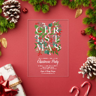 Invitations En Acrylique CHRISTMAS verdure Élégant