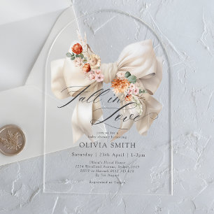Invitations En Acrylique Chute en amour Floral Bow Baby shower moderne