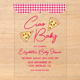 Invitations En Acrylique Ciao Baby Fête de Naissance Italienne
