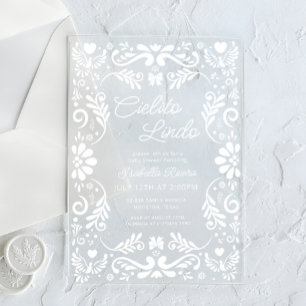 Invitations En Acrylique Cielito Lindo Baby shower mexicain