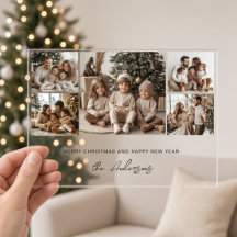 Cinq collage de photos en acrylique Noël Nouvel An