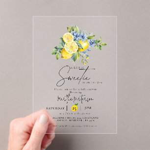 Invitations En Acrylique Citron Bleu Agrume Été Baby Shower