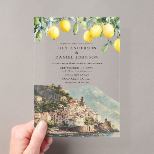 Invitations En Acrylique Citrons de la Côte d'Amalfi Mariage Italien