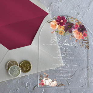 Invitations En Acrylique Citrouille de mariage bordeaux pour tomber amoureu
