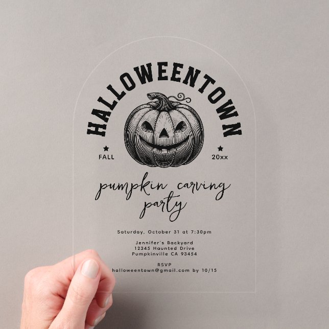 Invitations En Acrylique Citrouille Jack-o'-lantern Black Halloween Party (In situ (ordinateur de poche))