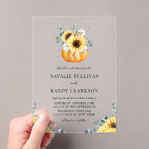 Invitations En Acrylique Citrouille rustique et Mariage de automne tourneso