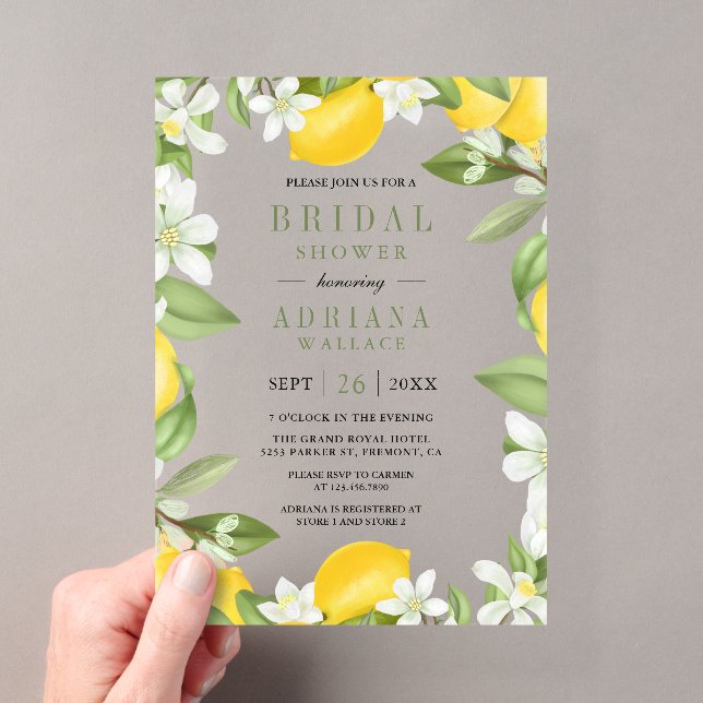 Invitations En Acrylique Citrus Lemon Orchard Bridal Shower (In situ (ordinateur de poche))