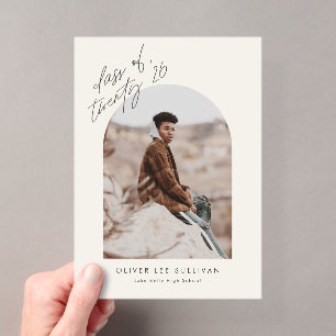 Invitations En Acrylique Classe Beige de 2025 Arch Photo Graduation