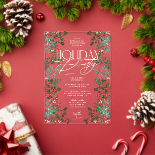 Invitations En Acrylique Classic Botanique Élégance Noël Fête de Noël