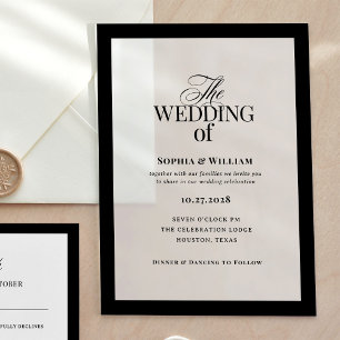 Invitations En Acrylique Classique Luxe Mariage élégant à cadre noir