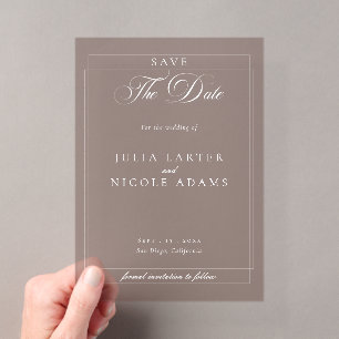 Invitations En Acrylique Classique Mariage Calligraphie Économisez La Date