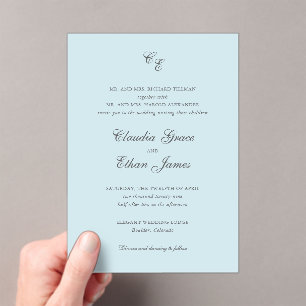 Invitations En Acrylique Claudia Powder Blue Mariage élégant
