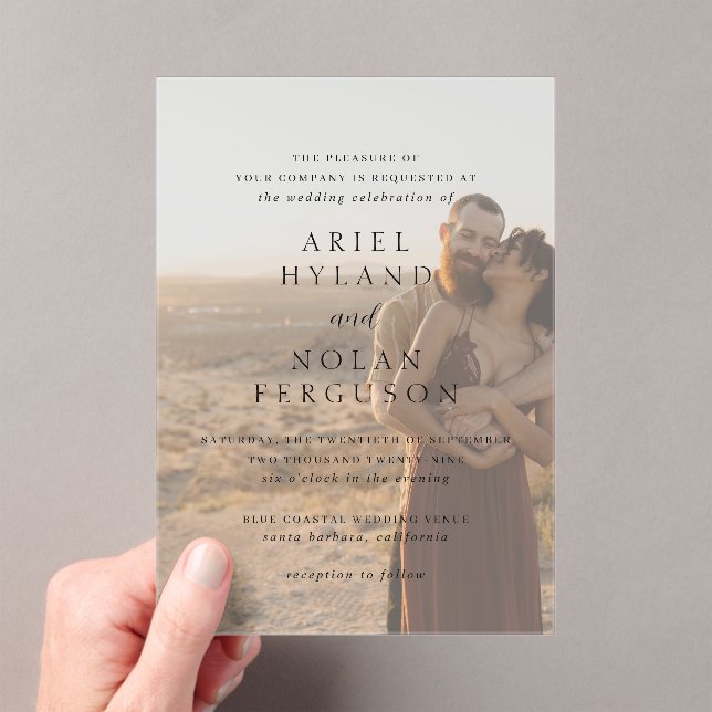 Invitations En Acrylique Clean Photo Mariage moderne (In situ (ordinateur de poche))