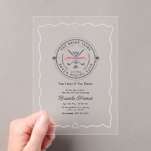 Invitations En Acrylique Club de golf social de plage pour enterrement de v
