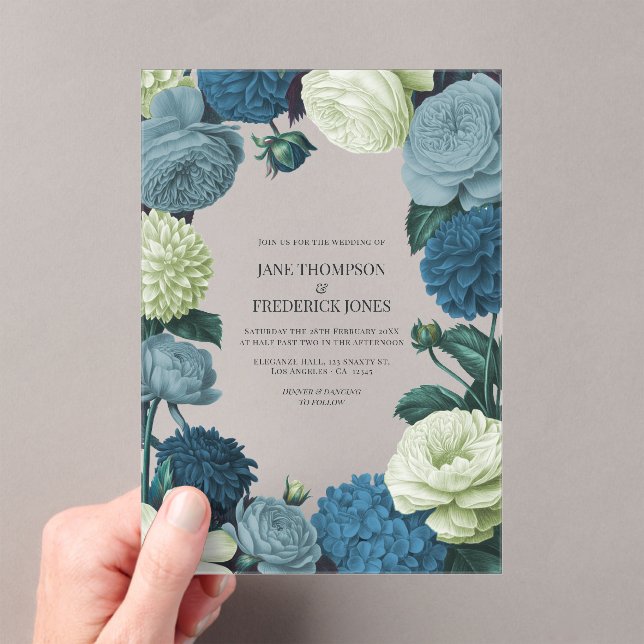 Invitations En Acrylique Coastal Juniper, Tidal Foam & Deep Reef Blue (In situ (ordinateur de poche))