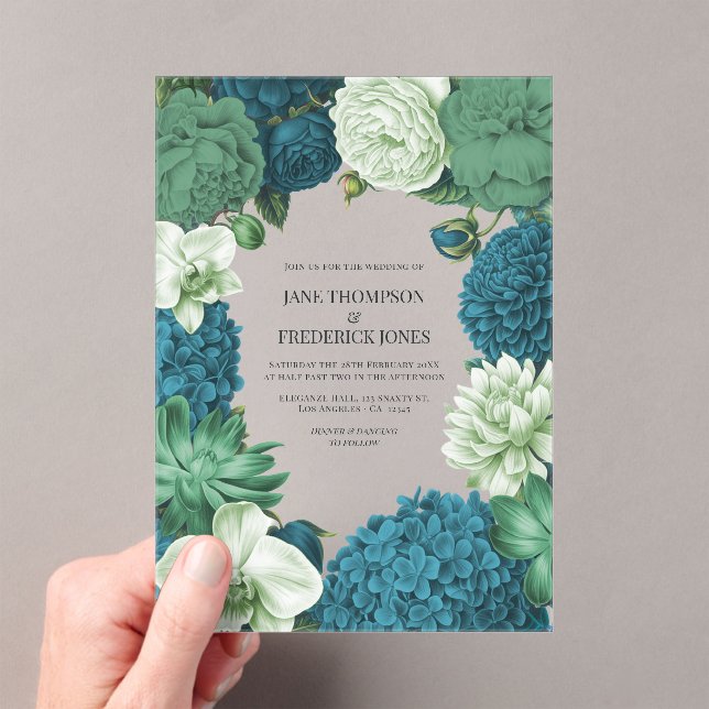Invitations En Acrylique Coastal Juniper, Tidal Foam & Deep Reef Blue (In situ (ordinateur de poche))