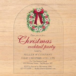 Invitations En Acrylique Cocktail de Noël Fête de Noël d'entreprise