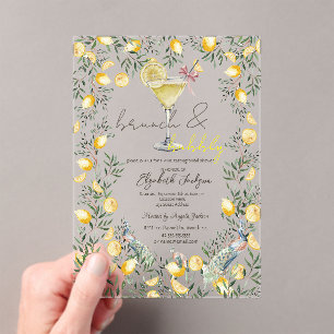 Invitations En Acrylique Cocktail Lemons Peacock Brunch Bubble