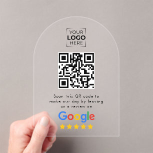 Invitations En Acrylique Code QR de l'avis de Google sur l'entreprise 