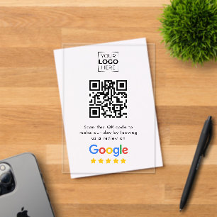Invitations En Acrylique Code QR de révision commerciale Google Review